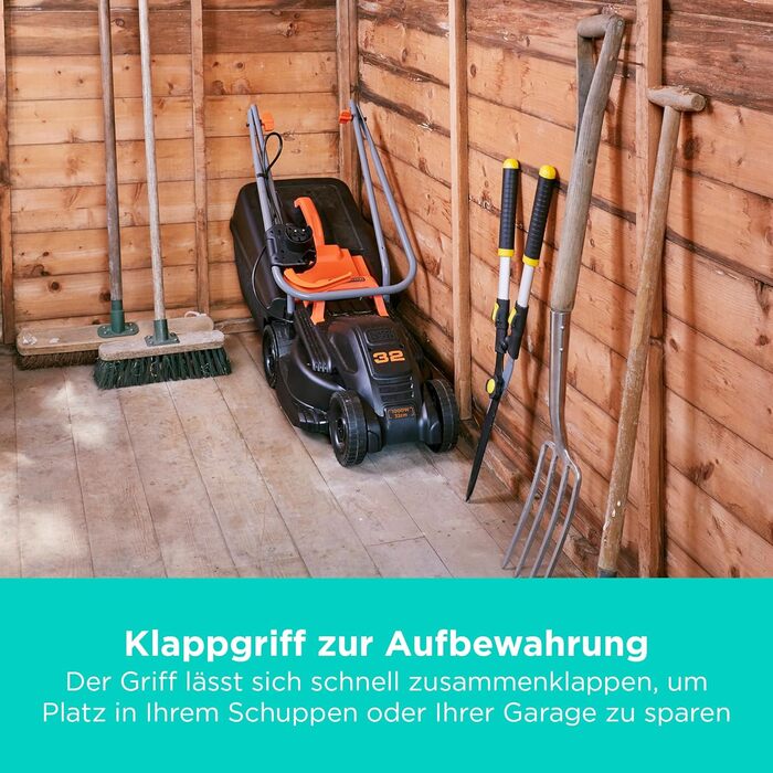 Електрогазонокосарка BLACKDECKER 1000 Вт, ширина 32 см, 3 регулювання висоти, травозбірник 30 л, BEMW351-QS