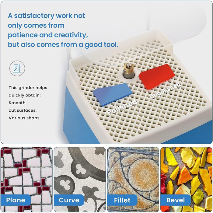 Настільна електрична вітражна шліфувальна машина, алмазна шліфувальна машина для скла зі шліфувальними насадками 5/8' і 1'', для художніх шліфувальних машин своїми руками