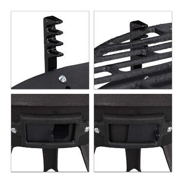 Бочка для барбекю Relaxdays чавунна, регульована по висоті решітка, вентиляція, решітка для деревного вугілля, HBT 40x45x36см, чор