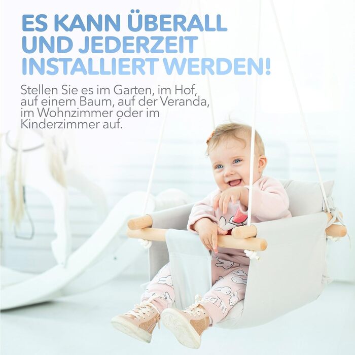 Полотняна дитяча гойдалка, дерев'яне підвісне сидіння гойдалки з ременями безпеки, міцна дитяча гойдалка, гойдалка для дітей для п