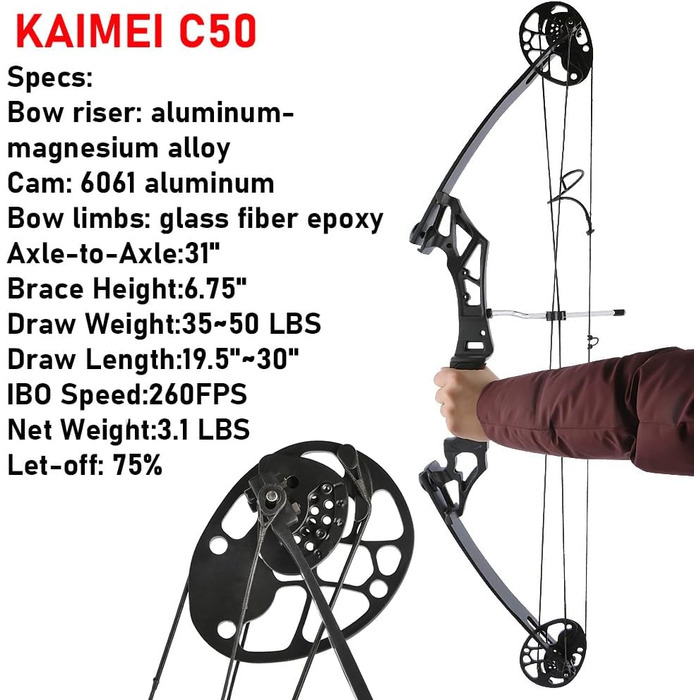 Набір складеного лука для стрільби з лука – мисливський регульований лук 19,5–30 дюймів, до 260 fps, з аксесуарами для дорослих, тренувань та стрільби на відкритому повітрі
