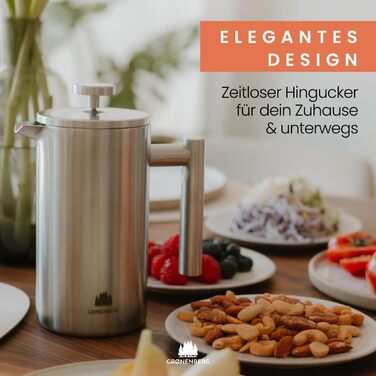 Френч-прес Groenenberg I Високоякісний френч-прес Thermo з функцією збереження тепла I Кавоварка різних розмірів від 300 мл до 1 літра