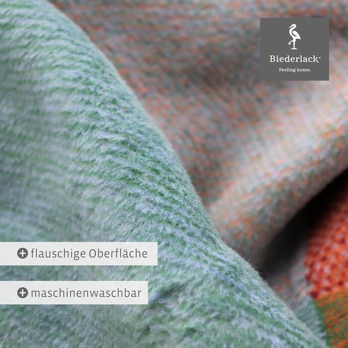 Пухнаста флісова ковдра biederlack з чистої бавовни в клітинку Зроблено в Німеччині ko-Tex, зроблено в зеленому кольорі Барвиста картата ковдра зі 100 бавовни Ковдра для дивана 150x200 см Вироблено за принципами сталого розвитку