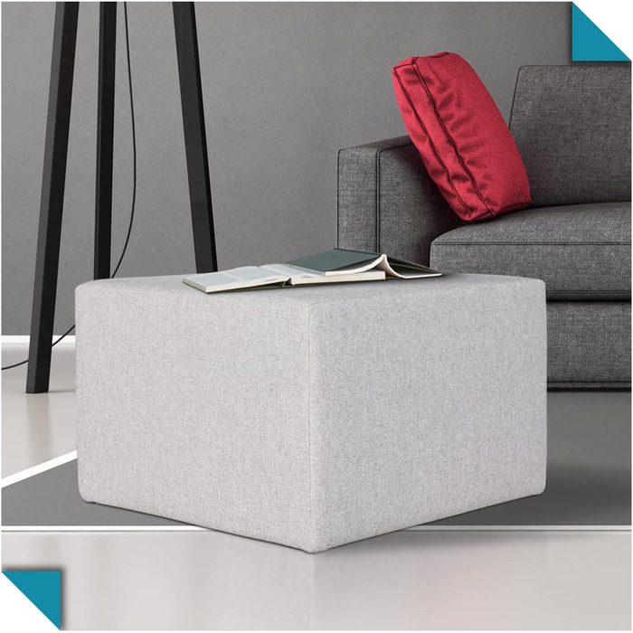 Пуф-підніжка Deshome 63x63x44 см Водовідштовхувальна тканина Сучасний дизайн пуфа для дивана Вітальня Спальня, Пуф-підніжка, Пуф Мінерва сірий