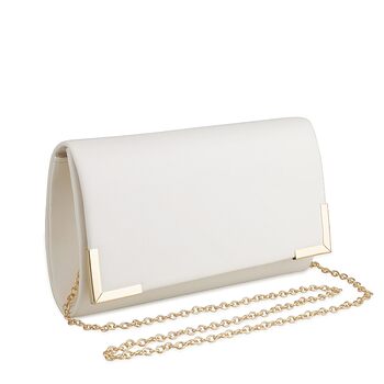 Жіноче вечірнє клатч-сумочка з ланцюжком, м'яка екошкіра, гаманець-сумочка з від'ємним ланцюжком, жіноча сумка на плече, крос-боді для весілля, коктейльної вечірки, біла