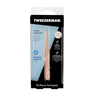 Пінцет TWEEZERMAN Lace (шліфовані вручну кінчики, вищипують брови, видаляють скалки, нержавіюча сталь), рожеве золото