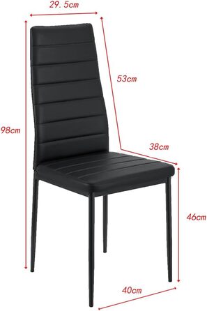 Кухонні стільці LEADZM, Набір із 4 обідніх стільців із високою спинкою, Водонепроникні для їдальні та кухні, Обідній стілець 120 кг (Чорний, Комплект із 4) Комплект із 4 предметів Чорний