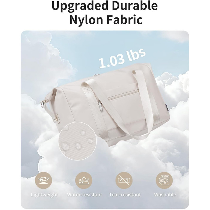 Ручна поклажа Narwey Ryanair 40x30x20, Маленька спортивна сумка для подорожей, Ручна поклажа, Сумка для літака для жінок, Дорожня сумка Weekender Men 20L (Бежева) Бежева 40 x 25 x 19 см