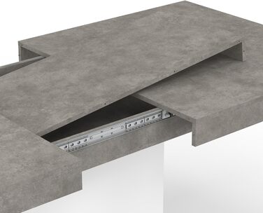 Розкладний прямокутний обідній стіл Eden, на 6-10 осіб, бетонний та білий, 160-200 см