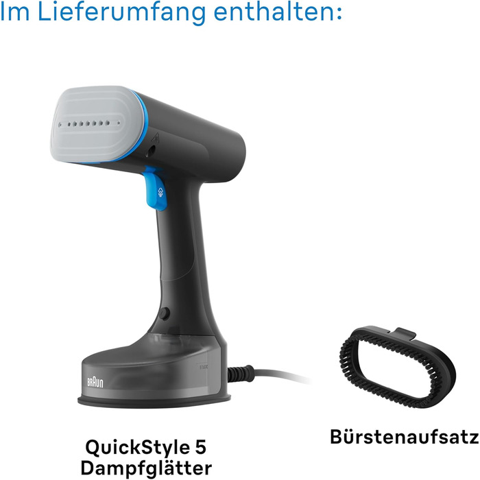 Паровий випрямляч Braun QuickStyle 5 GS5031BL, технологія Dual FreeGlide 3D, технологія FastSteam, відпарювач, пара 25 г / хв, рез