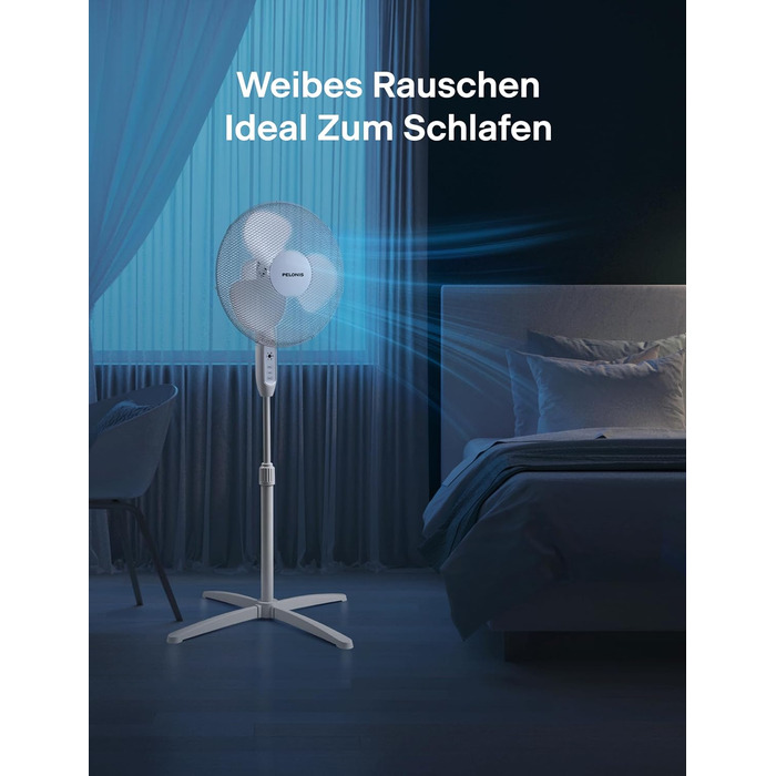 П'єдестальний вентилятор Pelonis, 16-дюймовий вентилятор безшумний з пультом дистанційного керування, регульований по висоті, 3 ре