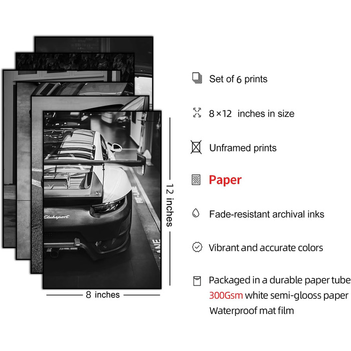 Автомобільний плакат, настінне мистецтво, прикраса, 911, класичний вінтажний плакат, чорно-білий друк, живопис, картини для чолові