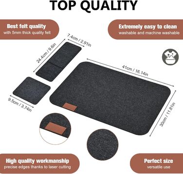 Серветка на підставку, набір з 18 серветок Миються 6 серветок, 6 скляних підставок, 6 мішечків для столових приборів - антрацит Кв