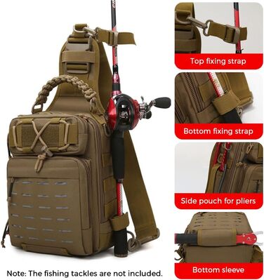 Сумки для риболовлі Lixada Сумка для зберігання рибальських снастей, сумка через плече Рибальське спорядження, зберігання вудилищ, сумка для інструментів для риболовлі, походів, полювання, кемпінгу та для кемпінгу