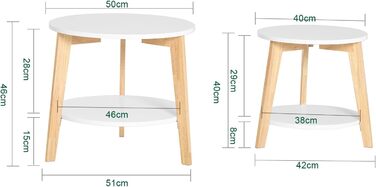 Комплект із 2 журнальних столиків SoBuy компактні круглі приставні столики, стіл для вітальні, малий та великий, білий, FBT75-W