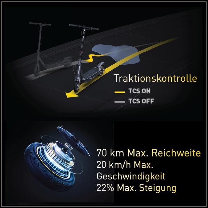 Самокат з допуском до дорожнього руху для дорослих, максимальна швидкість 20 км/год, запас ходу 70 км, великий запас ходу (версія