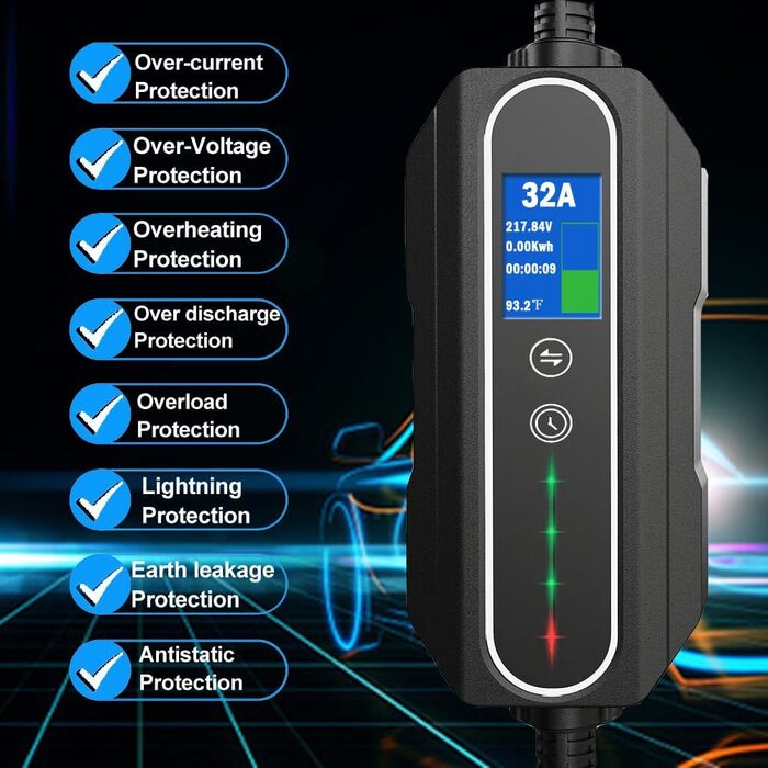 Зарядний кабель тип 2 3PIN CEE до типу 2 7,4 кВт 32 A CEE до типу 2 5м тип 2 універсальний зарядний кабель Підходить для єврокарів
