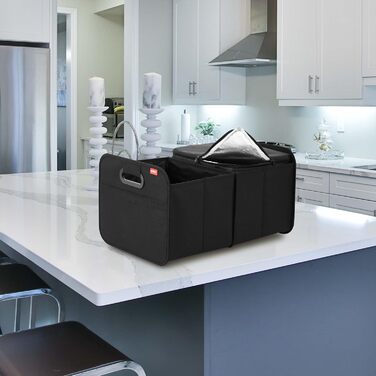 Складана коробка Achilles для автомобіля з охолоджувальною вставкою, складна коробка-холодильник, органайзер для багажника, сумка для багажника з функцією охолодження, складна коробка-холодильник, кошик для покупок, складаний кошик чорного кольору