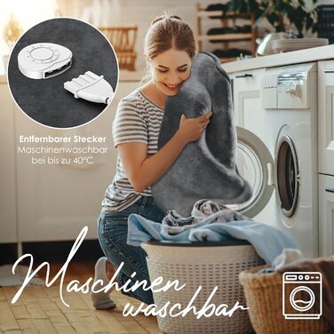 Електрична ковдра з підігрівом KESSER з автоматичним вимкненням 200x180 см, двостороння Затишна ковдра для ліжка, дивана 9 температурних режимів Можна прати до 40C з таймером та цифровим дисплеєм Антрацит