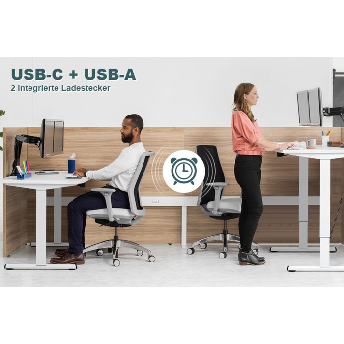 Регульований по висоті письмовий стіл 120x80 см з USB-портом для зарядки, 3 елементами управління пам'яттю і технологією захисту в