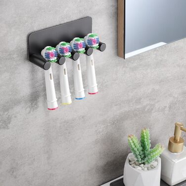 Тримач зубної щітки OETAMS Настінний тримач електричної зубної щітки Без свердління Тримач головки щітки Тримач зубної щітки з нержавіючої сталі Самоклеючий тримач головки зубної щітки чорний