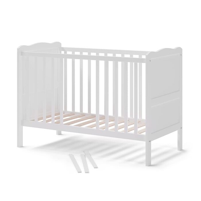 Дитяче ліжечко 60x120 см Tobi - Біле 124x87x65 см з дерева - дитяче ліжко із захистом від падіння, призначене для новонароджених та немовлят, з регульованою по висоті рейковою основою