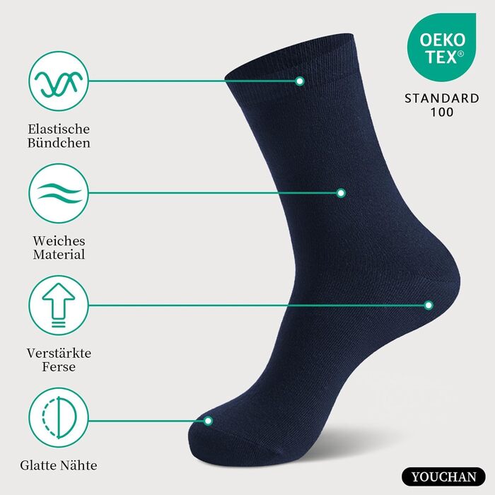 Пар безшовних ділових шкарпеток для чоловіків та жінок, дихаючі бавовняні чоловічі шкарпетки, 10 пар, сині, розмір 43-46, 10