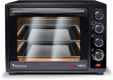 Міні-піч TurboTronic з конвекцією 35л чорна 1600 Вт, міні-піч з 2 деками, таймер, піч для піци, гриль