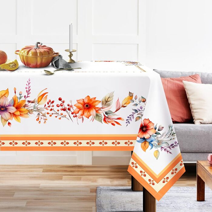 Скатертина Arquiel Прямокутна, Фестиваль врожаю Осінній урожай Акварельна квіткова скатертина для вечірки пікніка Осінній декор ве