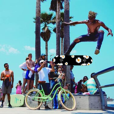 Дюймовий стандартний скейтборд, 7-шарова кленова дошка, підходить для дітей, підлітків, дорослих, початківців та професіоналів, максимальне навантаження 150 кг. Хризантема., 31-