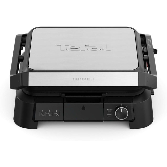 Електрогриль 3в1 Tefal SuperGrill контактний гриль, настільний гриль та BBQ, 2000 Вт, 3 рівні висоти, антипригарне покриття, для м'яса, овочів та сендвічів, до 6 порцій