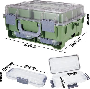 Рівневий водонепроникний ящик для рибальських снастей Seaknight, надійний замок, міцний ABS-пластик та регульовані відділення, органайзер для зберігання спорядження для лову коропа, окуня, прісноводної та морської ловлі, зелений, 3-