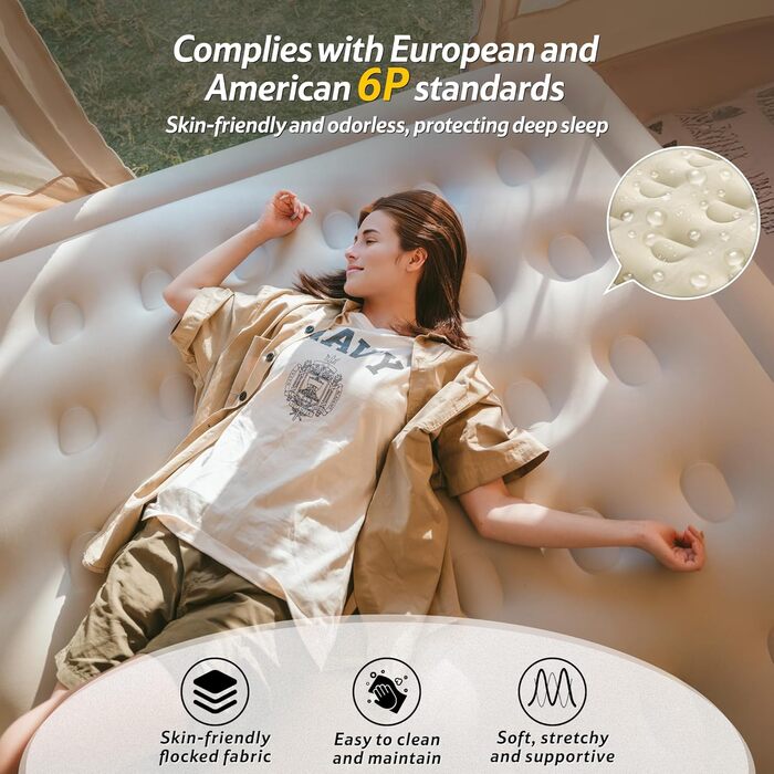 Надувний матрац Naturehike для 3 осіб, що самонадувається, з насосом на батарейках - надувне ліжко для гостей 200x180x38 см для кемпінгу та дому, легкий, зручний та швидко надувається, коричневий/3 особи/38 см