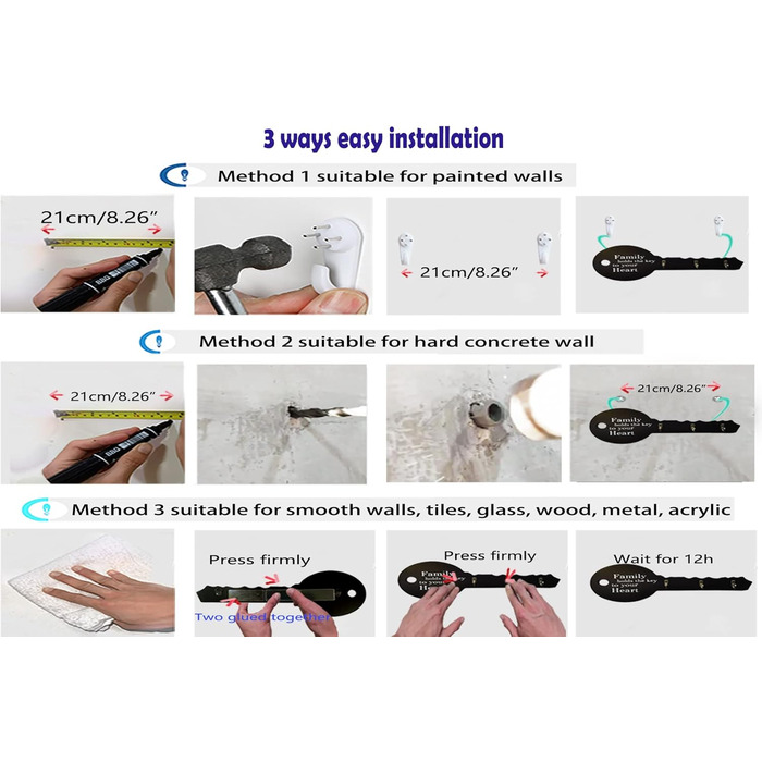 Подарунок для прикраси будинку Ключниця з дерева, самоклеюча або свердлильна, 3-стороння установка, дошка для ключів, дошки для кл