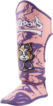 ЗБРОЇ Щитки для гомілок, дитячі, Дженні, рожеві, для тренувань та змагань, високоякісна синтетична шкіра та ідеальна амортизація, муай-тай, К1, ММА, карате та кікбоксинг, розмір S/M, 8