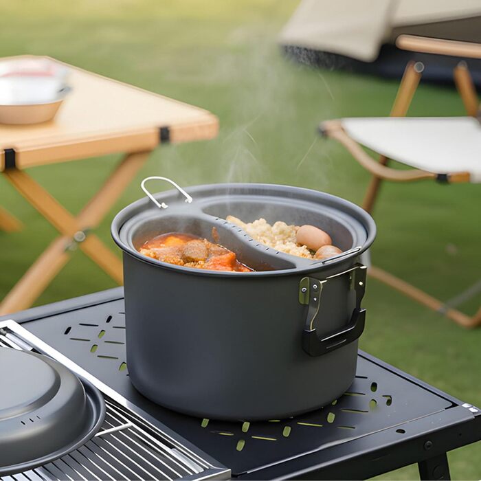 Алюмінієві кемпінгові горщики для кемпінгу, об&39ємом 6 л, багатофункціональні кемпінгові горщики, посуд для пікніків, подорожей, поїздок на машині, кемпінгові горщики для кемпінгу на свіжому повітрі