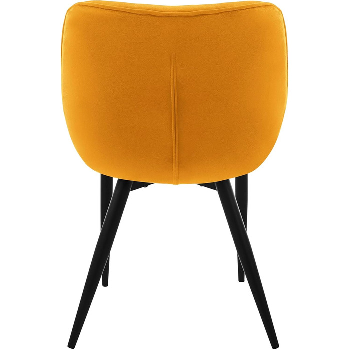 Обідні стільці ML-Design, комплект з 4 шт. , гірчично-жовтий, кухонний стілець із товстим оксамитовим м&39яким сидінням, металеві ніжки, стілець для вітальні зі спинкою та підлокітниками, стьобаний м&39який стілець, ергономічне крісло