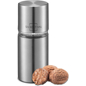 Мускатний млин SILBERTHAL для дрібно подрібненого мускатного горіха - Подрібнювач мускатного горіха з накопичувачем з нержавіючої сталі - терка для спецій