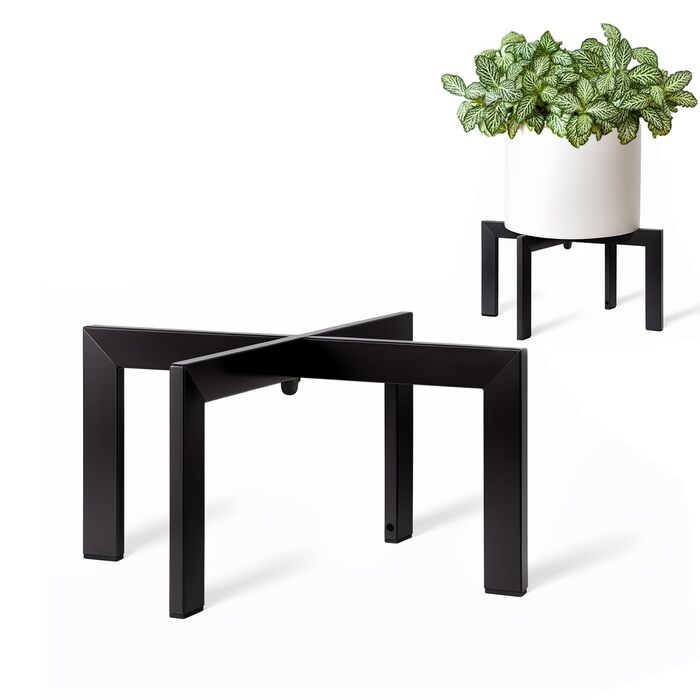 Підставка для рослин MUAEEOK для приміщень та вулиці, металева підставка для горщиків, сучасний тримач для рослин, ротанговий стілець для квітів, низька, коротка підставка для кімнатних рослин, підходить для рослин 12,7 - 30,5 см, чорна