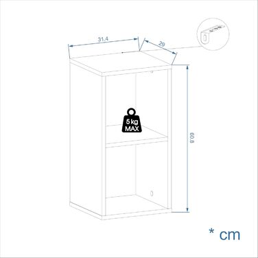 Мала біла книжкова полиця кубічна полиця з 2 відділеннями, кубічна полиця для вітальні, дитячої кімнати, тумбочка для спальні Окремостояча полиця Nubo 31,4 x 60,8 x 29 см Біла Nubo2