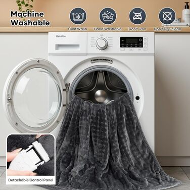 Електрична ковдра з підігрівом 150x200 см, підкладка з 3D-бульбашкової фланелі та шерпи, 6 налаштувань температури, таймер 1-10 годин, двостороння електрична ковдра для ліжка, дивана, офісу, можна прати в пральній машині, ідея для подарунка, сірий