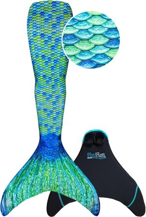 Моноласти Fin Fun Mermaid Tail для дітей віком від 14 років з посиленими кінчиками - моноласти, включаючи хвіст русалки, оригінальної якості Aussie Green Youth L