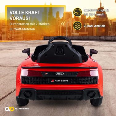 Дитячий електромобіль Audi R8 Spyder пульт дистанційного керування 2,4 ГГц - 1 x 12 Вольт 4,5 Ач акумулятор - 2 x 30 Вт двигун - Е