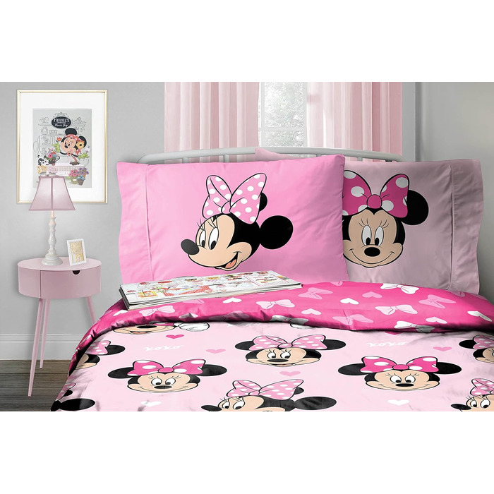 Бавовняний комплект дитячої постільної білизни 135x200 см односпальний розмір - підодіяльник наволочка 50x70 см рожевий - Minnie M