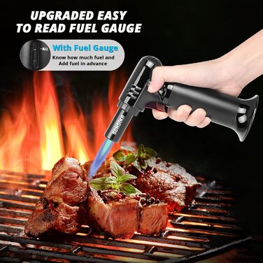 Пальник Sondiko Flambier з покажчиком рівня палива S907, пальник Бунзена Багаторазовий пальник крем-брюле із захисним замком для к