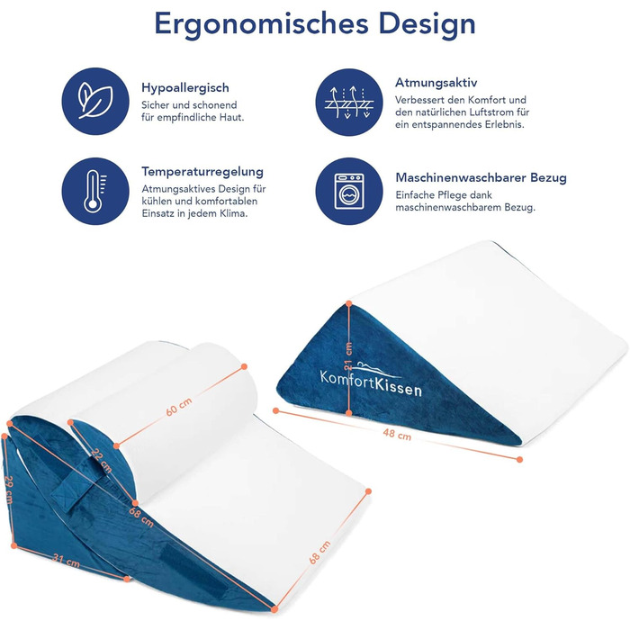 Ергономічний комплект із 4 подушок Wedge Pillow Багатофункціональний дизайн 12-в-1 зі знімним чохлом, який можна прати, для сну та читання