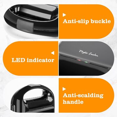 Бутербродниця Bruno 3 в 1, вафельниця, деко для випічки, 1200 Вт, для 4 сендвічів, знімний піддон з антипригарним покриттям, поворот на 180 для швидкого та рівномірного випікання, без бісфенолу А