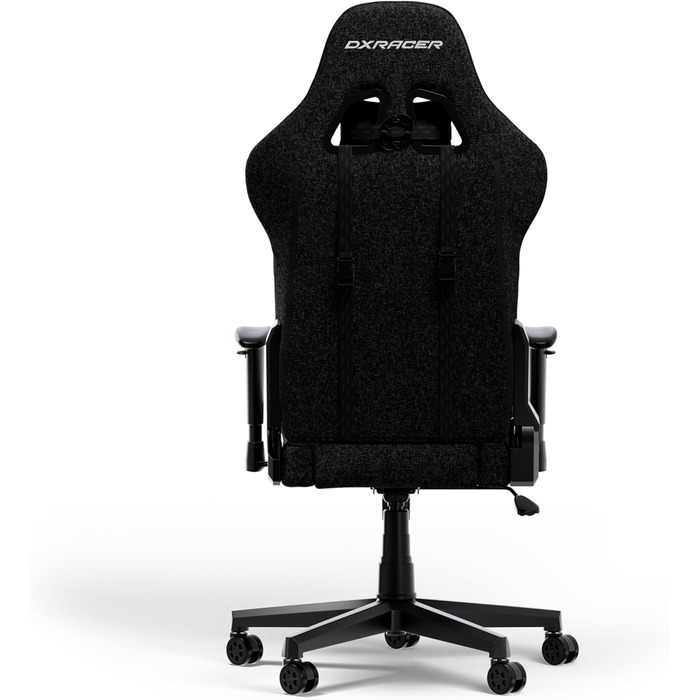 Оригінальне ігрове крісло DXRacer Prince L з чорної тканини, стілець для столу, офісне крісло, обертове крісло для ПК-геймерів, чорна тканина PF24
