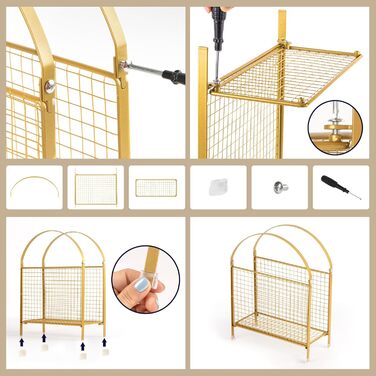 Окремостоячий тримач для журналів PUERSI сучасний дизайн сумки, металевий органайзер для журналів, вінілових платівок, газет (золотистий)