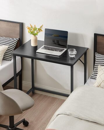 Стіл VASAGLE, комп&39ютерний стіл, офісний стіл, 80 x 50 x 76 см, для кабінету, спальні, вітальні, чорний колір Ebony-Ink Black LWD038B56V1 50P x 80A см Чорний колір Ebony Ink Black